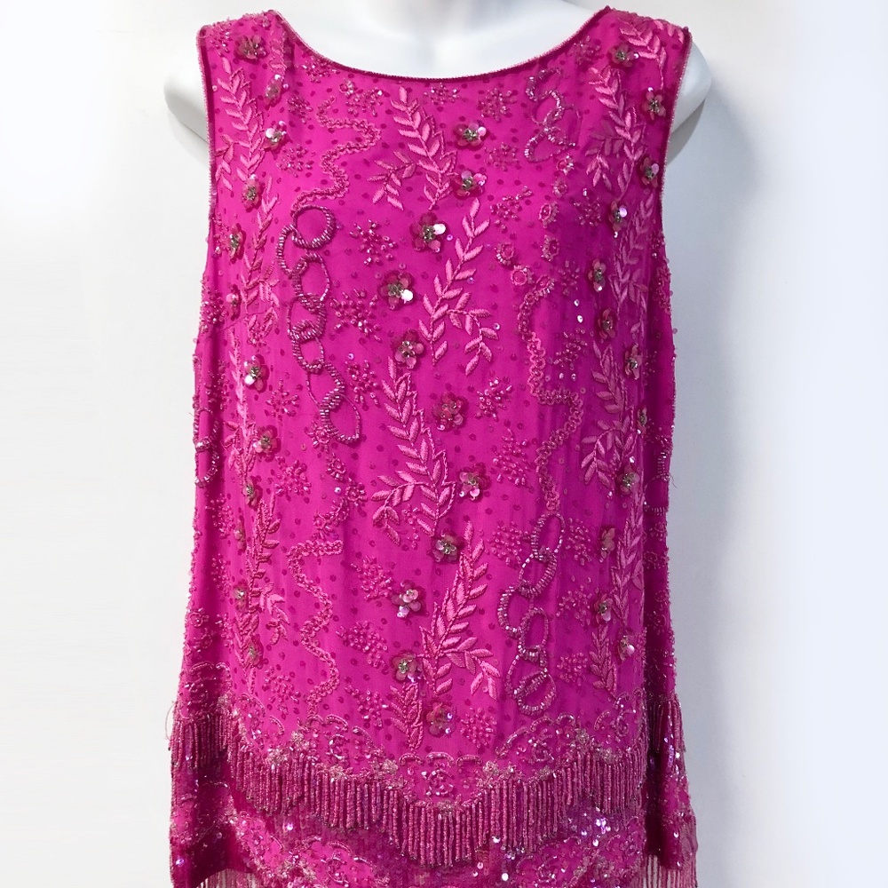 🆕 Escada Pink Beaded Fringe Formal Tank Top